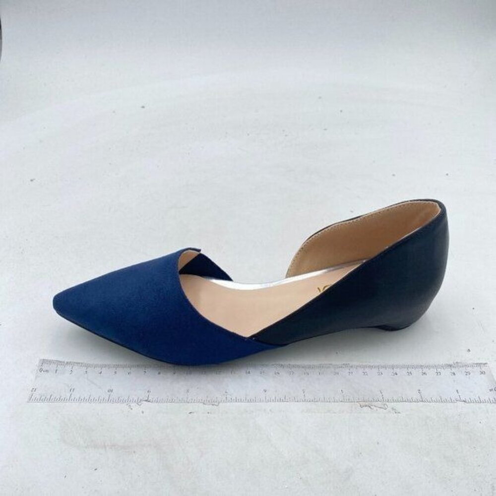 FOWT Vintage Suede Leather Patchwork Two-Toned Half D'Orsay Flats Chic Sexy